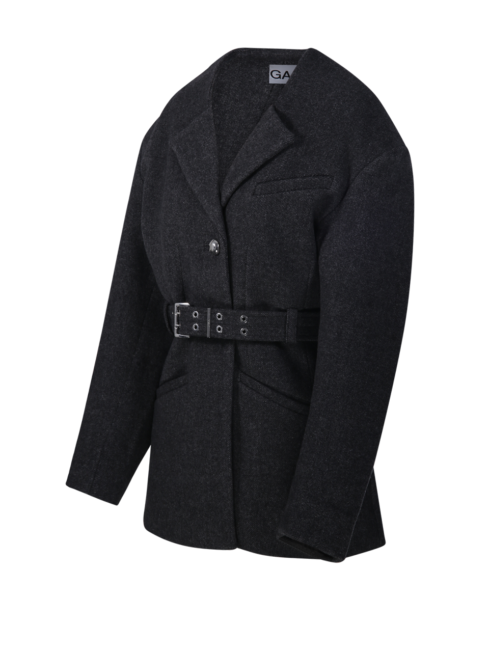 WOMAN GANNI BLACK WOOL PEACOAT WOOL FITTED JACKET