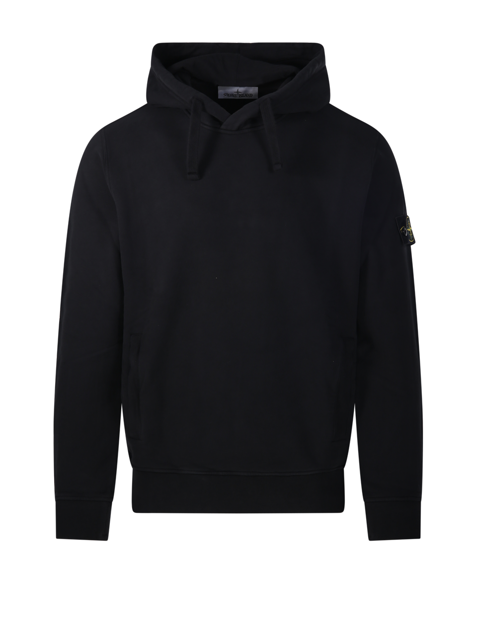 MEN STONE ISLAND BLACK COTTON HOODIE SWEATSHIRT