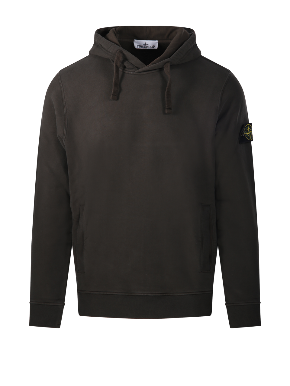 MEN STONE ISLAND BROWN COTTON HOODIE SWEATSHIRT