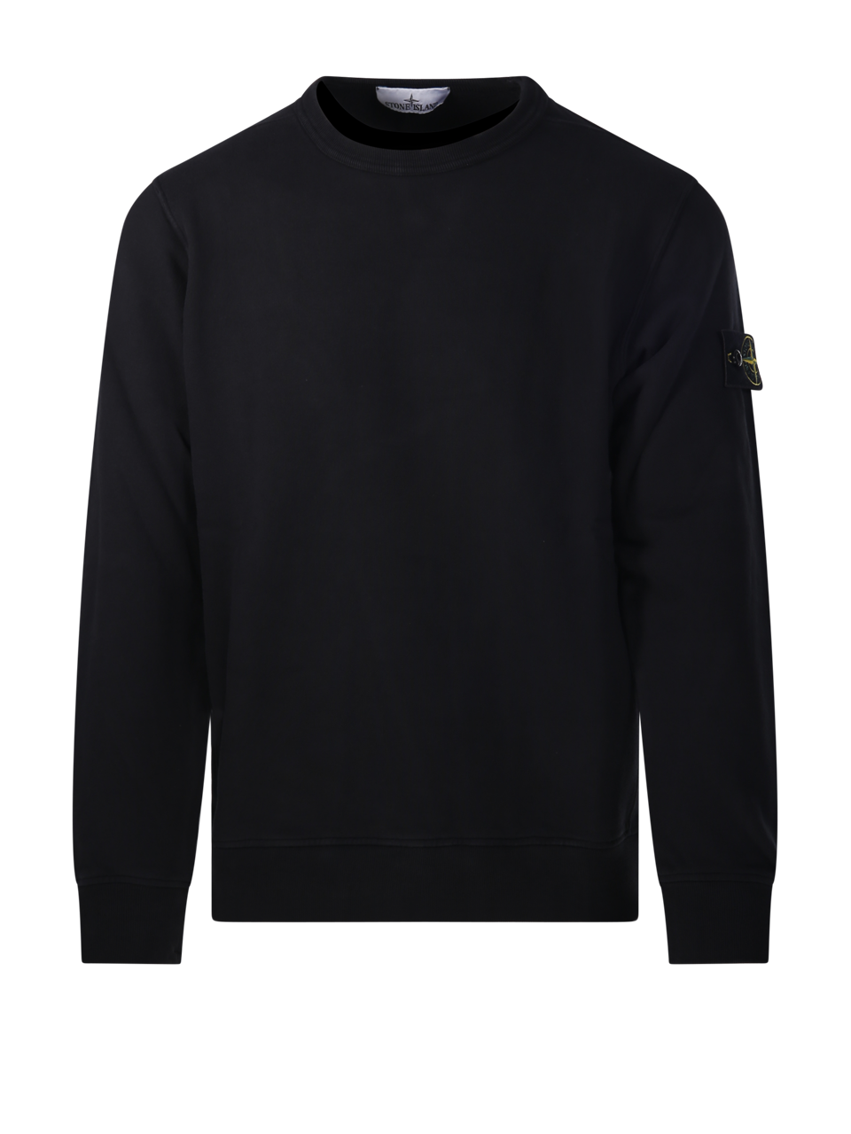 MEN STONE ISLAND BLACK COTTON ROUND NECK SWEATSHIRT