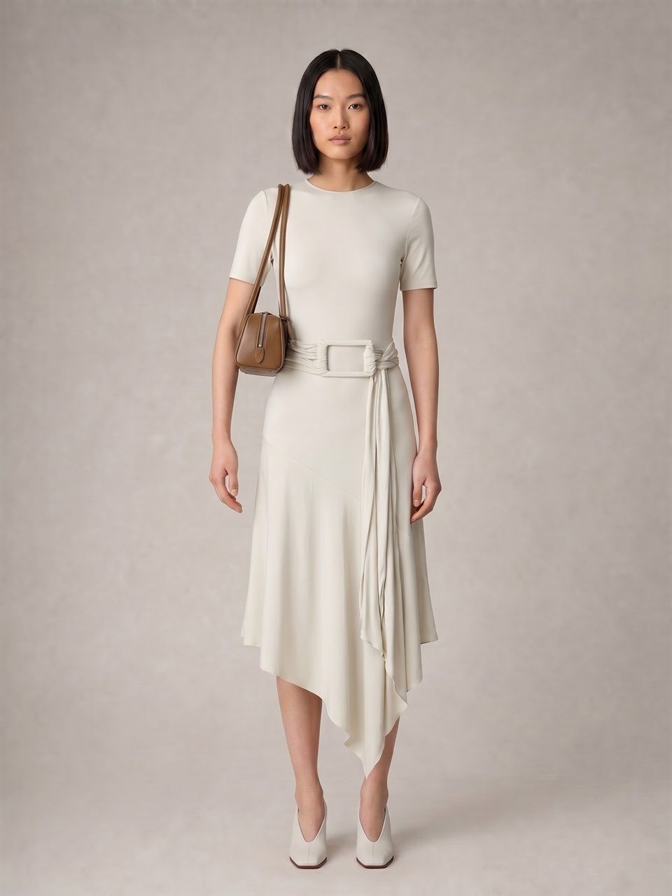 DONNA ALAIA ABITO BIANCO IN VISCOSA CON CINTURA