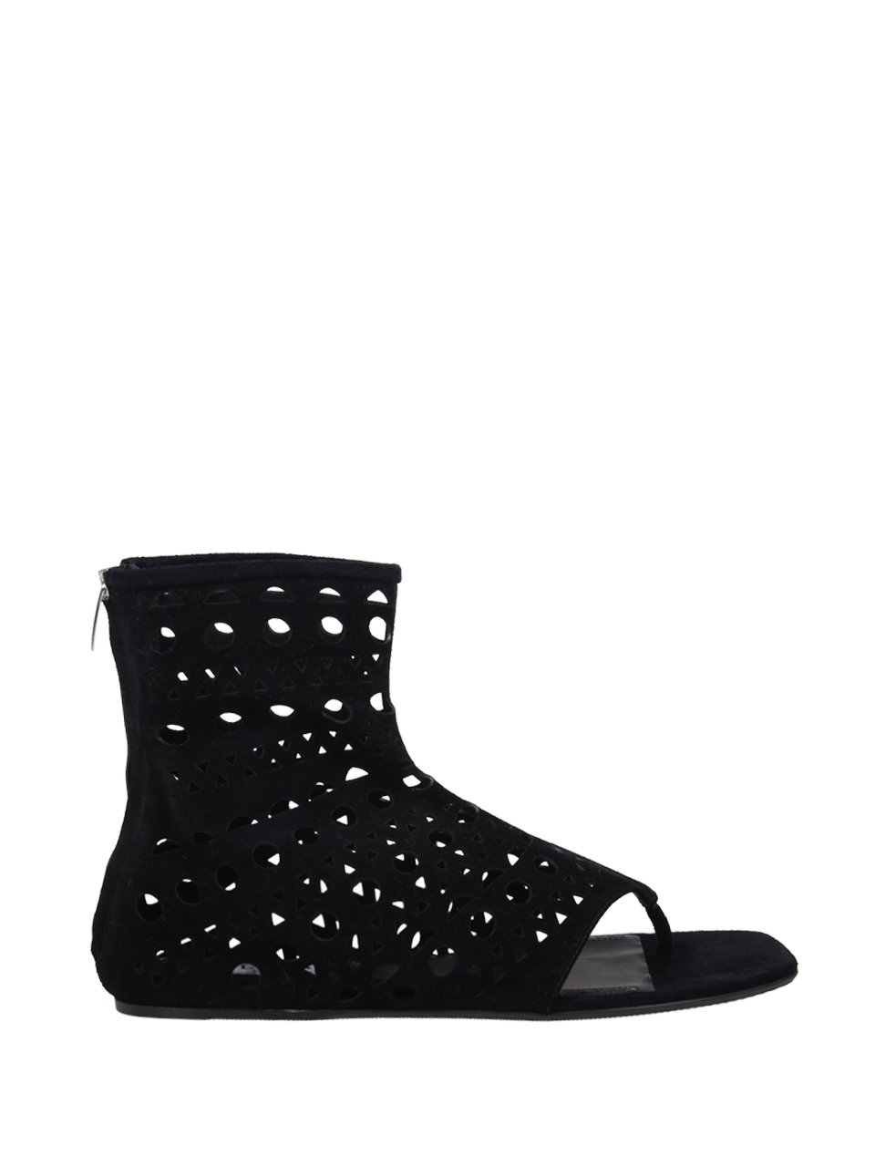 WOMAN ALAIA BLACK LEATHER NEO VIENNE HIGH FLAT SANDALS