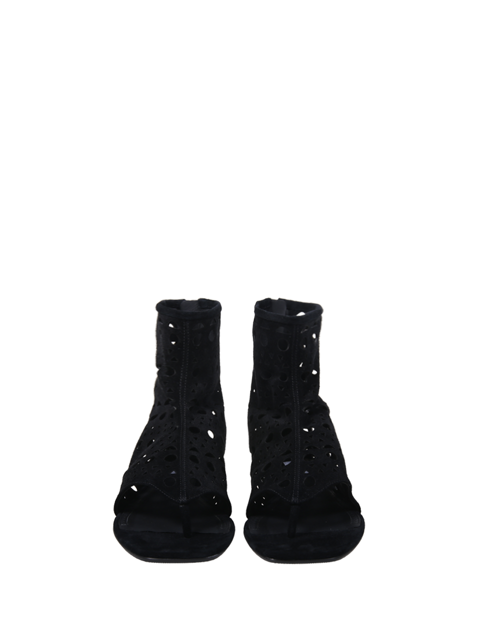 WOMAN ALAIA BLACK LEATHER NEO VIENNE HIGH FLAT SANDALS
