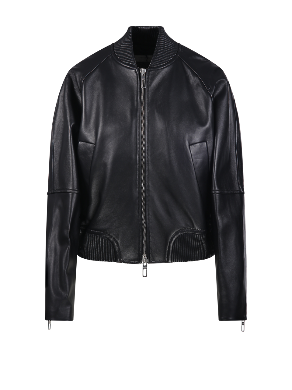 WOMAN MAXMARA SPORTMAX BLACK LEATHER AMOUR LEATHER BOMBER