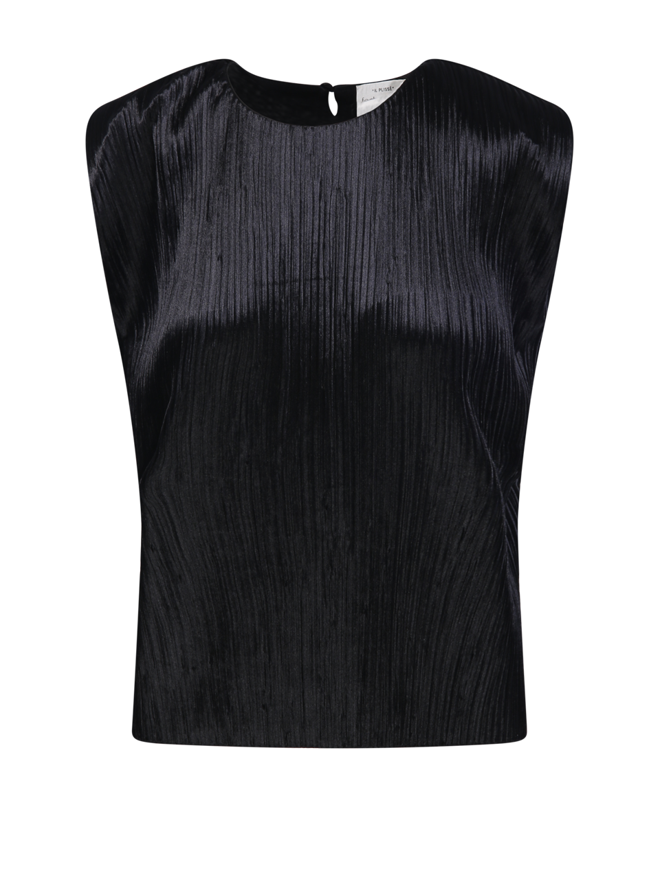 WOMAN FORTE FORTE BLACK POLYESTER PLEATED JERSEY TOP
