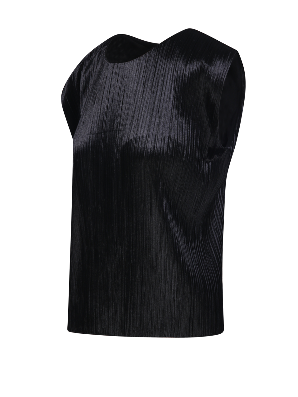WOMAN FORTE FORTE BLACK POLYESTER PLEATED JERSEY TOP
