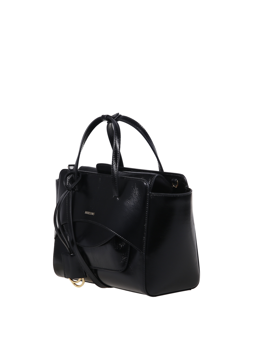 WOMAN HIDESINS BLACK LEATHER FLAP MEDIUM BAG