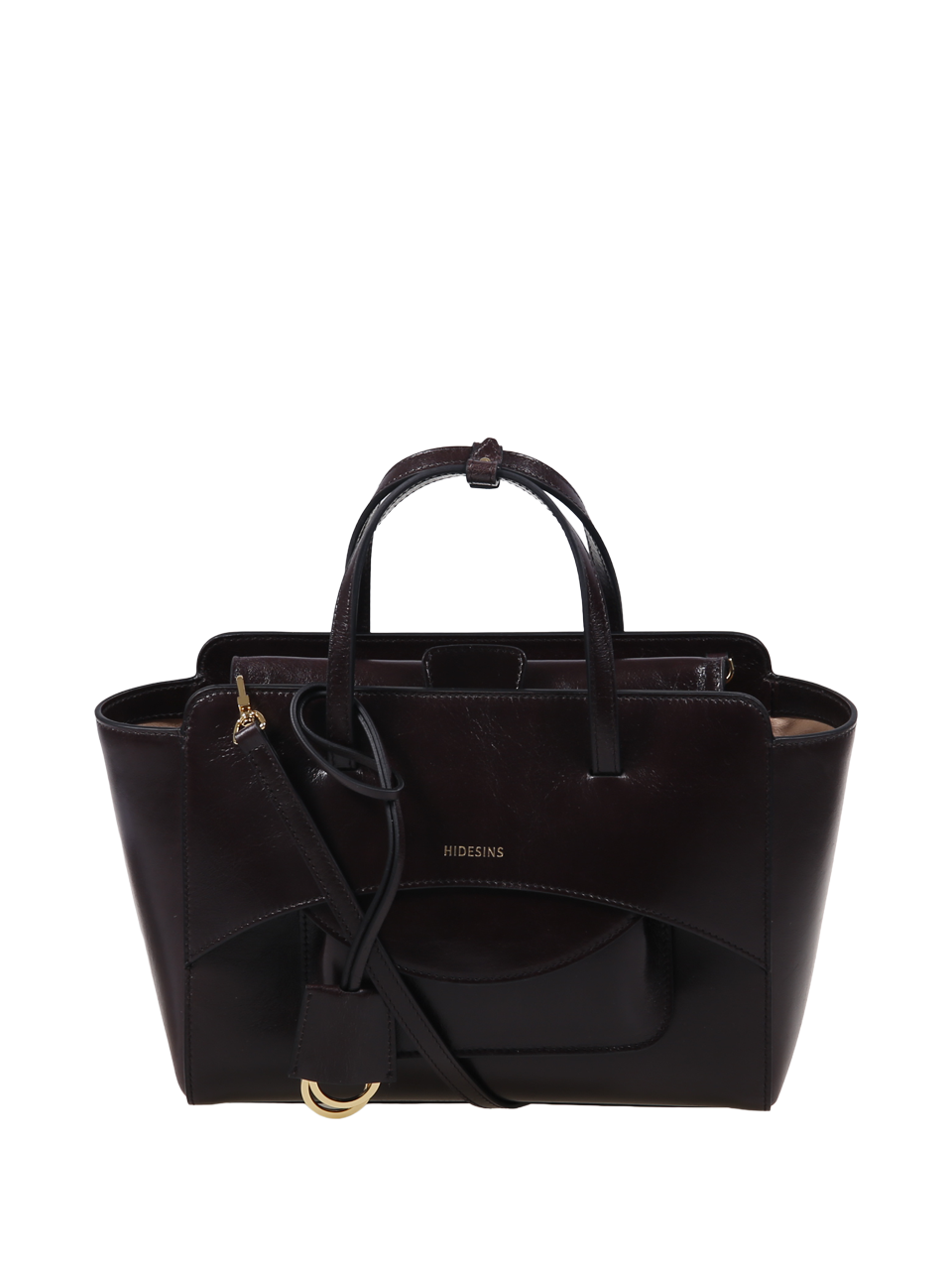 WOMAN HIDESINS BROWN LEATHER FLAP MEDIUM BAG
