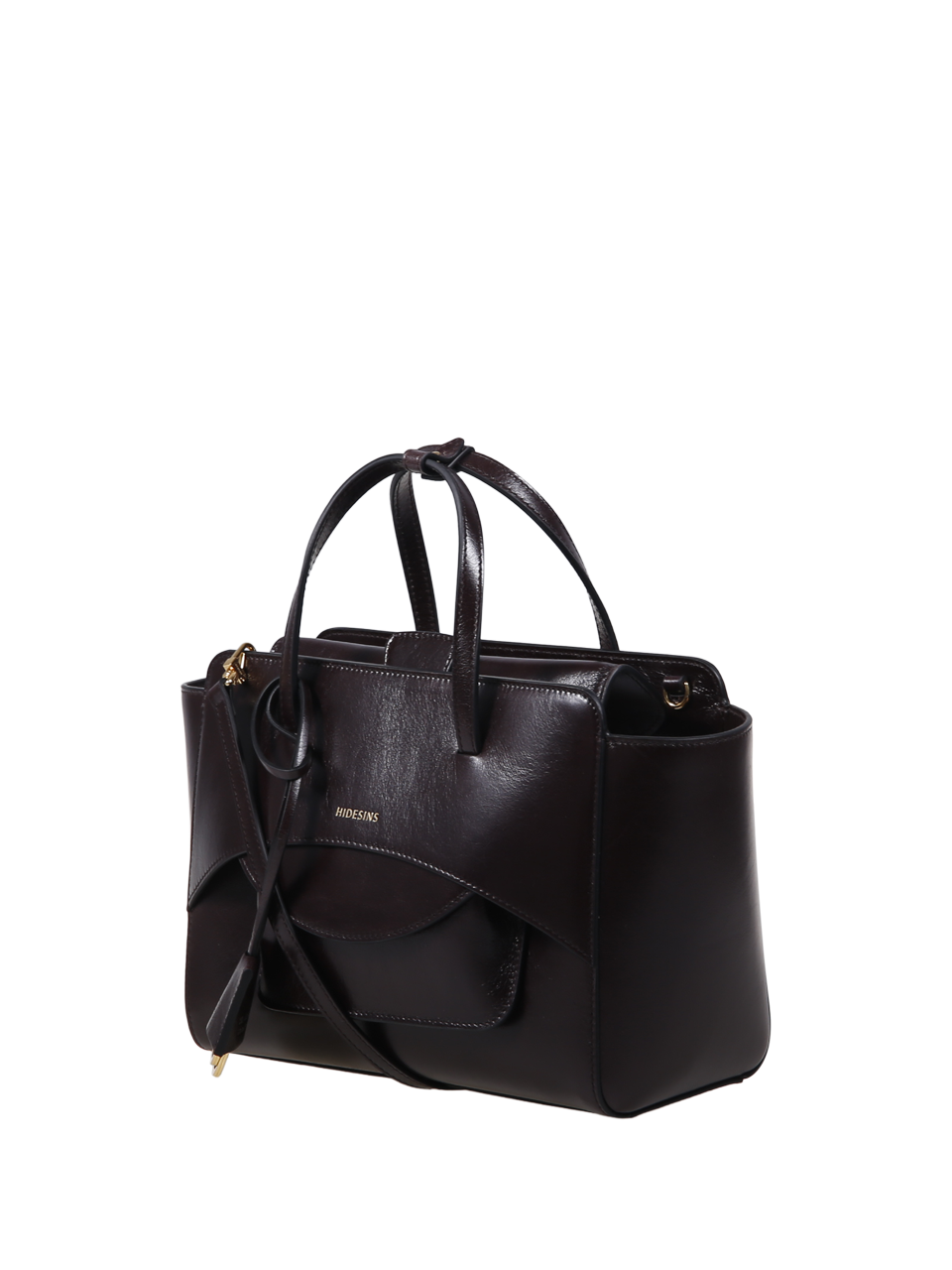 WOMAN HIDESINS BROWN LEATHER FLAP MEDIUM BAG