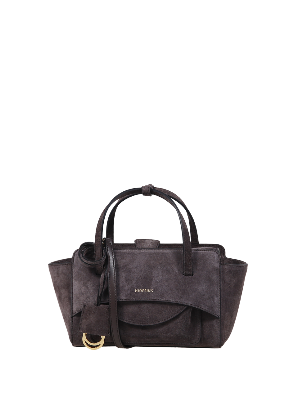 WOMAN HIDESINS GREY LEATHER FLAP SMALL BAG