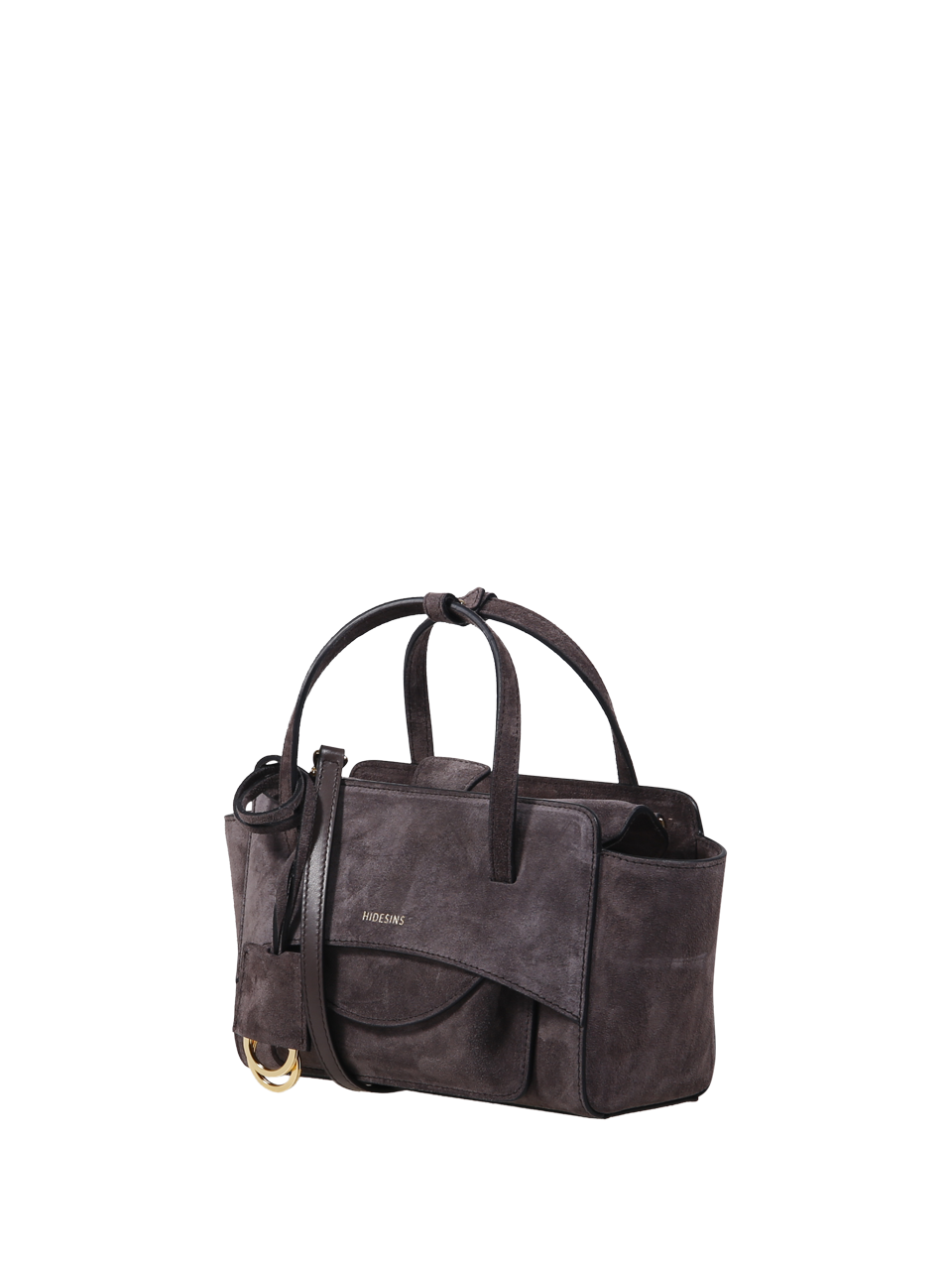 WOMAN HIDESINS GREY LEATHER FLAP SMALL BAG