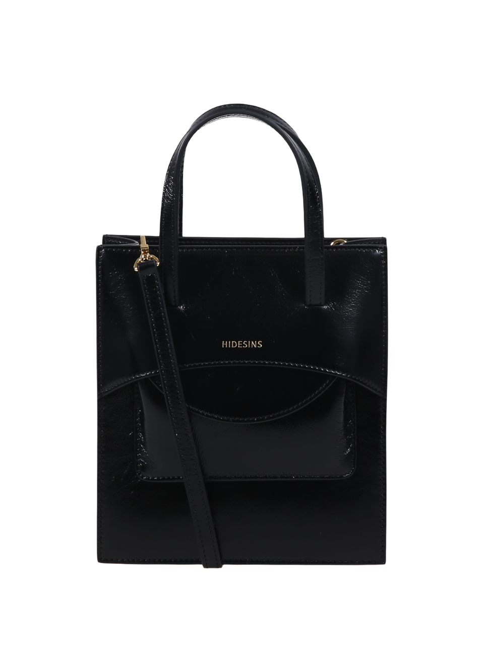 WOMAN HIDESINS BLACK LEATHER POCKET BAG