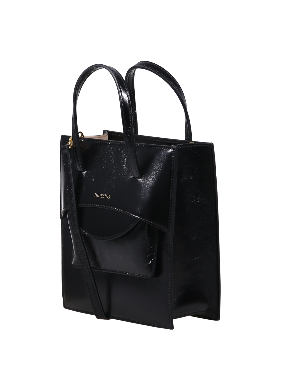 WOMAN HIDESINS BLACK LEATHER POCKET BAG