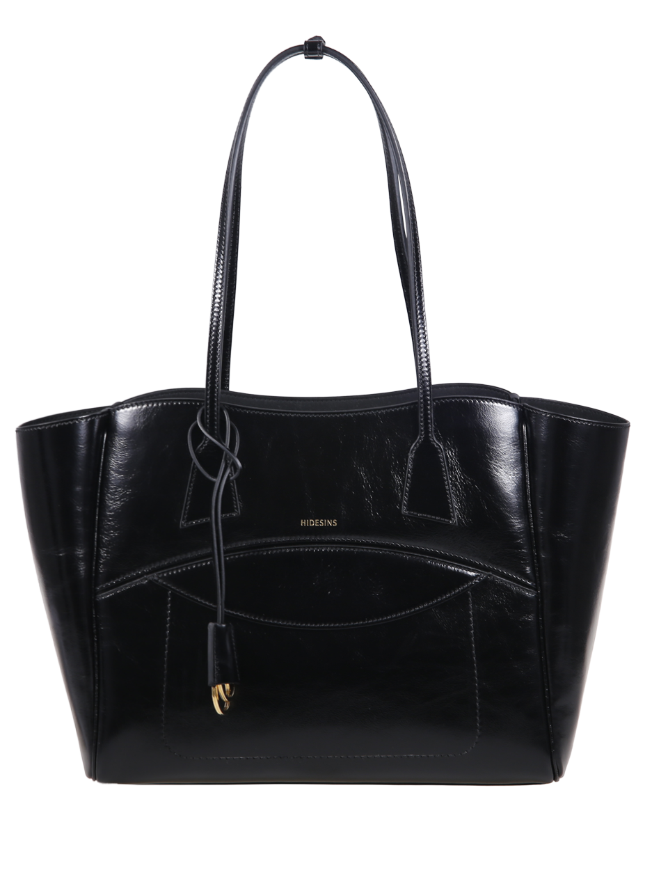 WOMAN HIDESINS BLACK LEATHER SHOPPER BAG