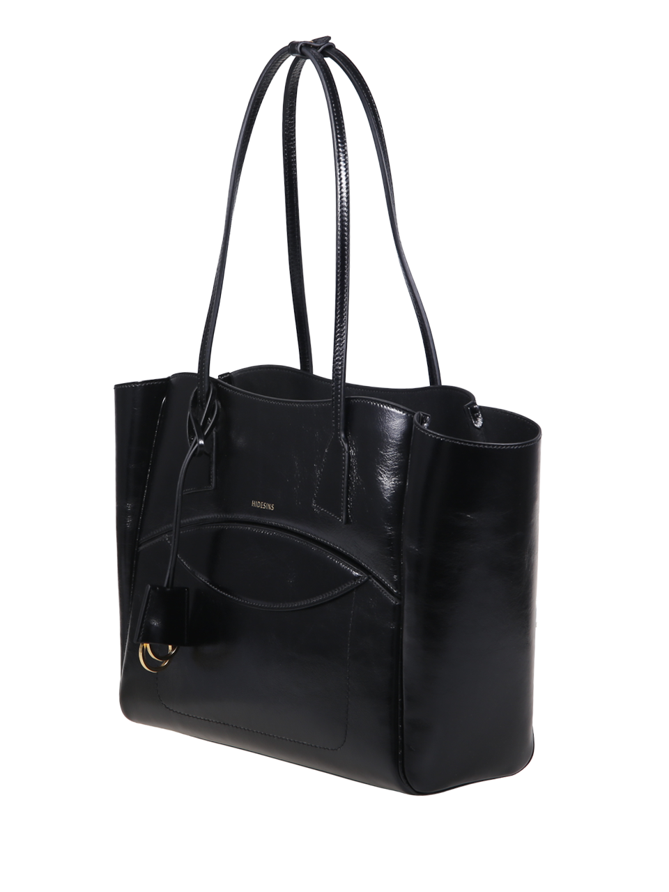 WOMAN HIDESINS BLACK LEATHER SHOPPER BAG