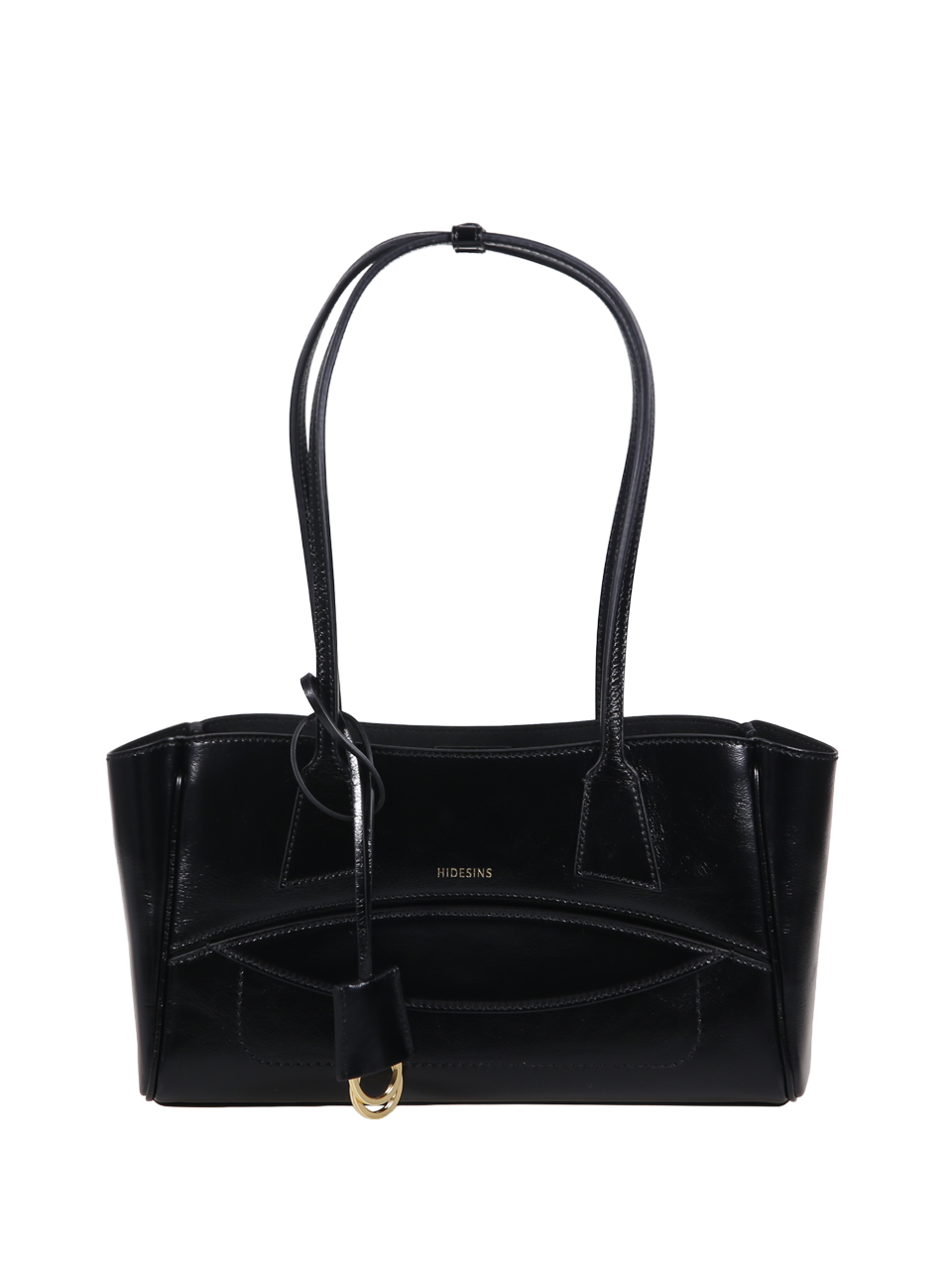 WOMAN HIDESINS BLACK LEATHER SHOPPER S BAG