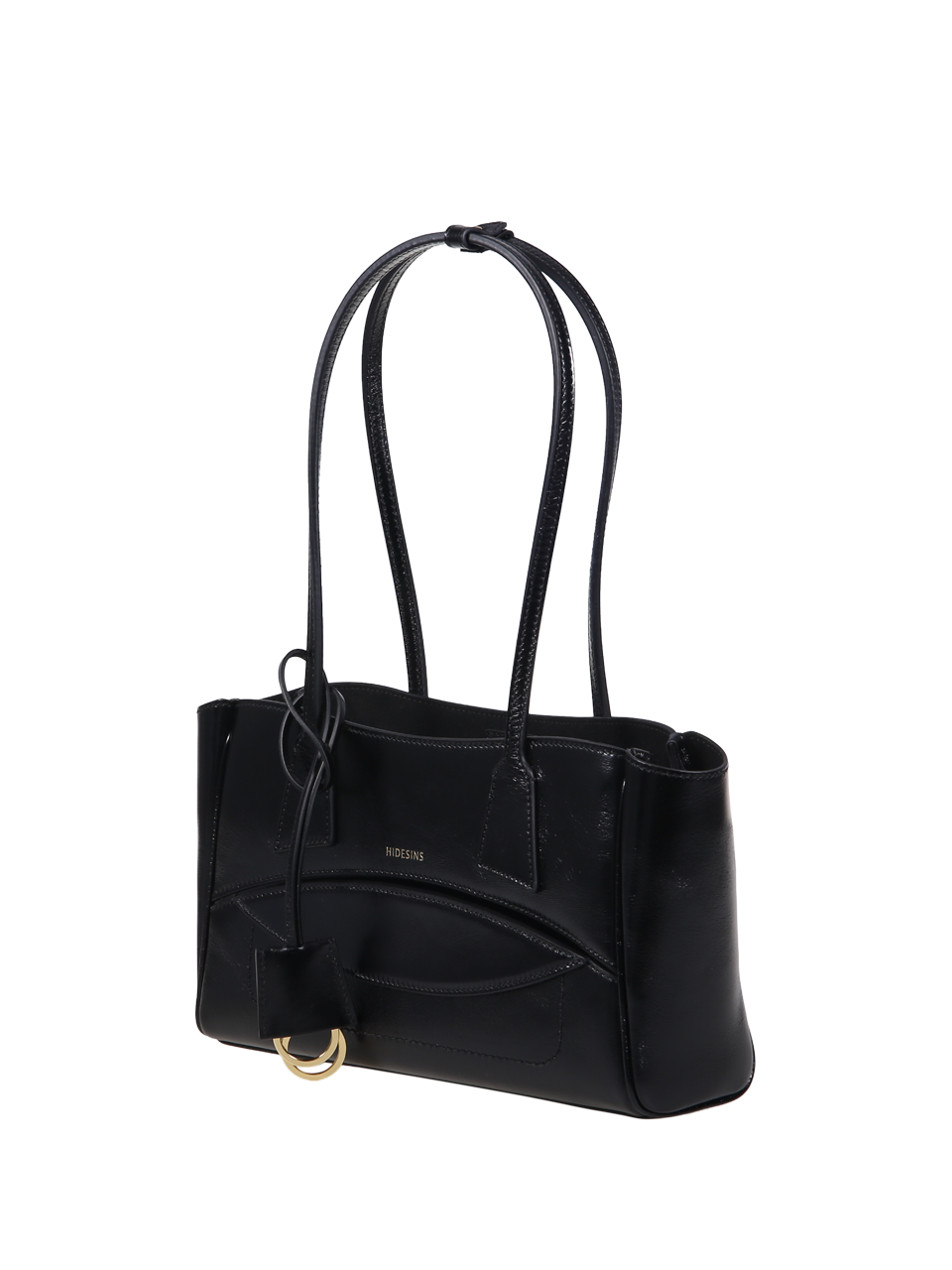 WOMAN HIDESINS BLACK LEATHER SHOPPER S BAG