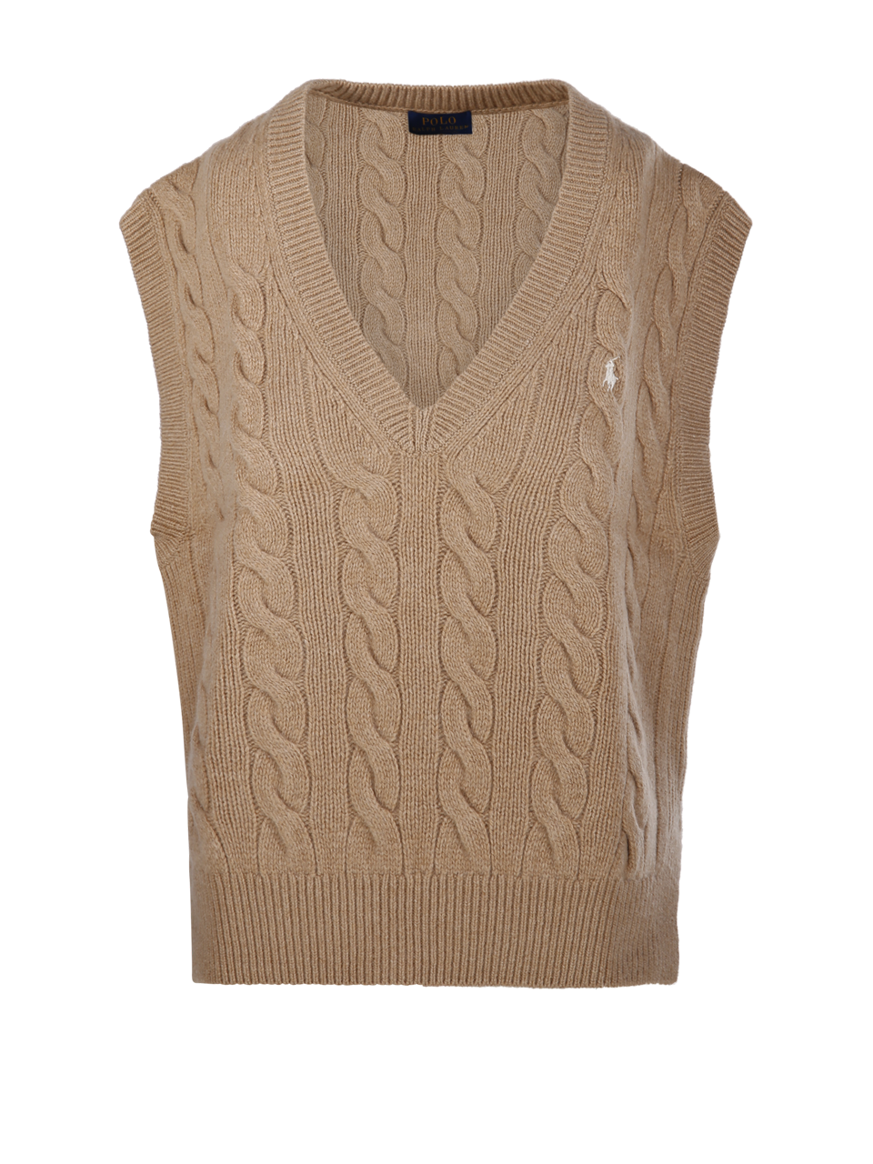 WOMAN RALPH LAUREN BEIGE WOOL SLEEVELESS PULLOVER