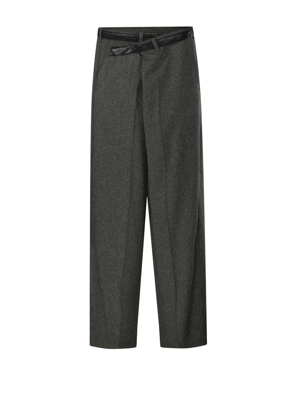 WOMAN DARKPARK GREEN POLYESTER GAIA WIDE LEG PANT WITH LEATHER BELT