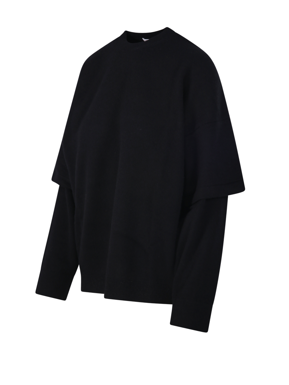 WOMAN DARKPARK BLACK MERINO WOOL TROY SWEATER DOUBLE SLEEVE TEE