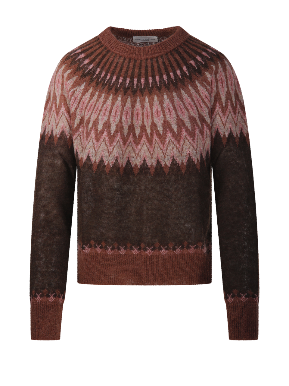 WOMAN ROBERTO COLLINA BROWN BABY ALPACA ROUND NECK SWEATER