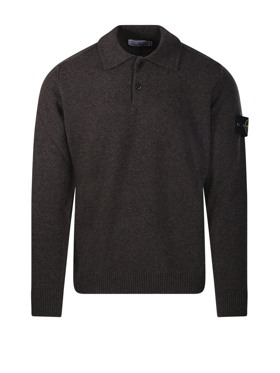 MEN STONE ISLAND BROWN VIRGIN WOOL POLO NECK SWEATER