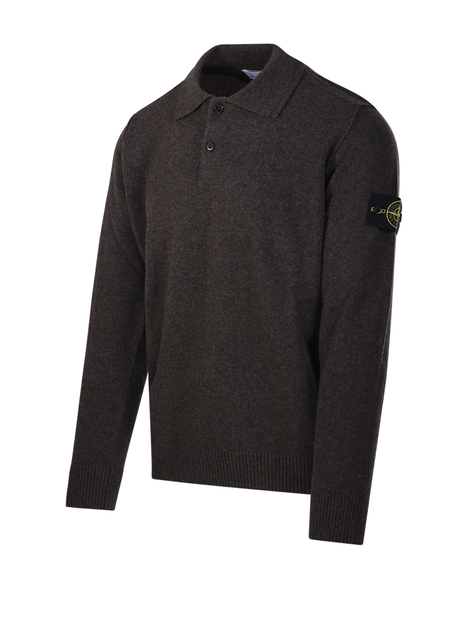 MEN STONE ISLAND BROWN VIRGIN WOOL POLO NECK SWEATER