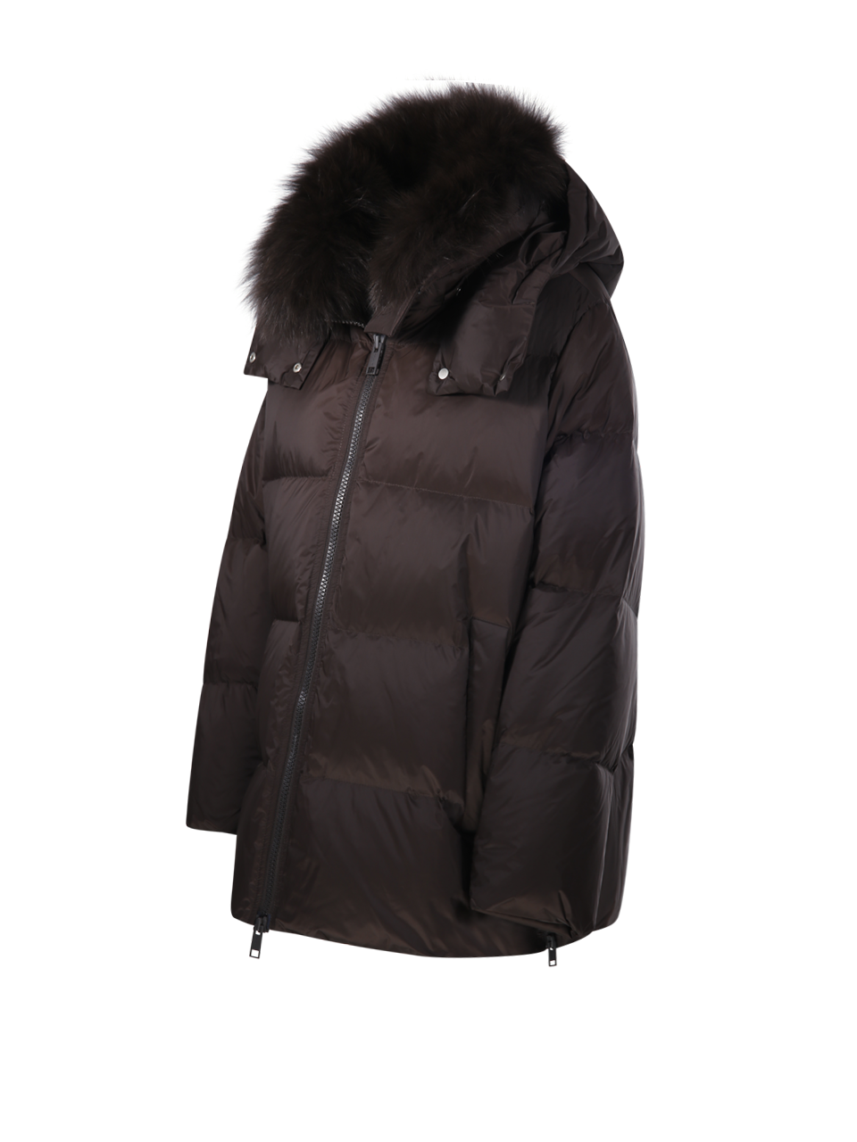 WOMAN YVES SALOMON BROWN POLYAMIDE DOUDOUNE 76CM DOWN JACKET