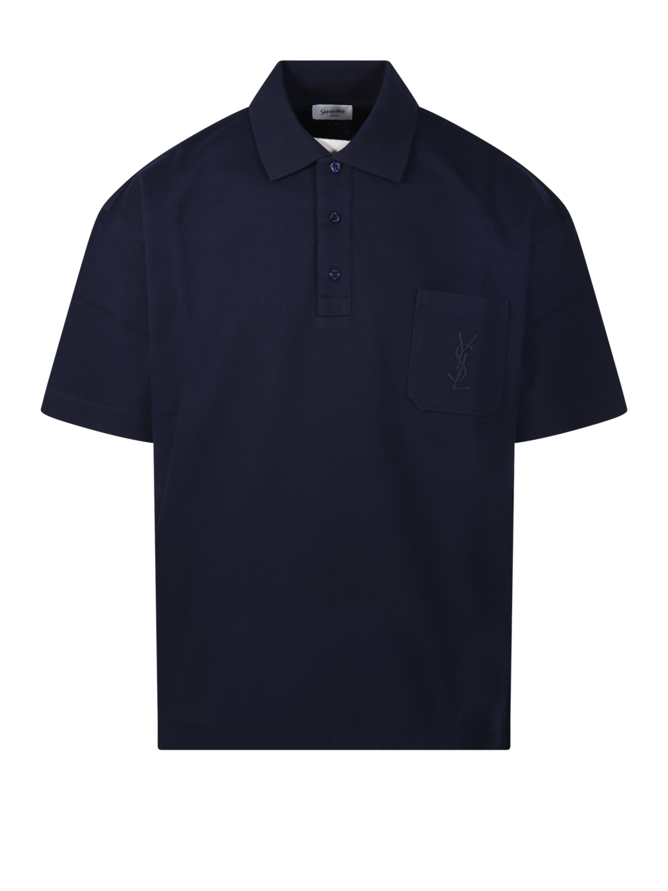 MEN SAINT LAURENT BLUE COTTON POLO