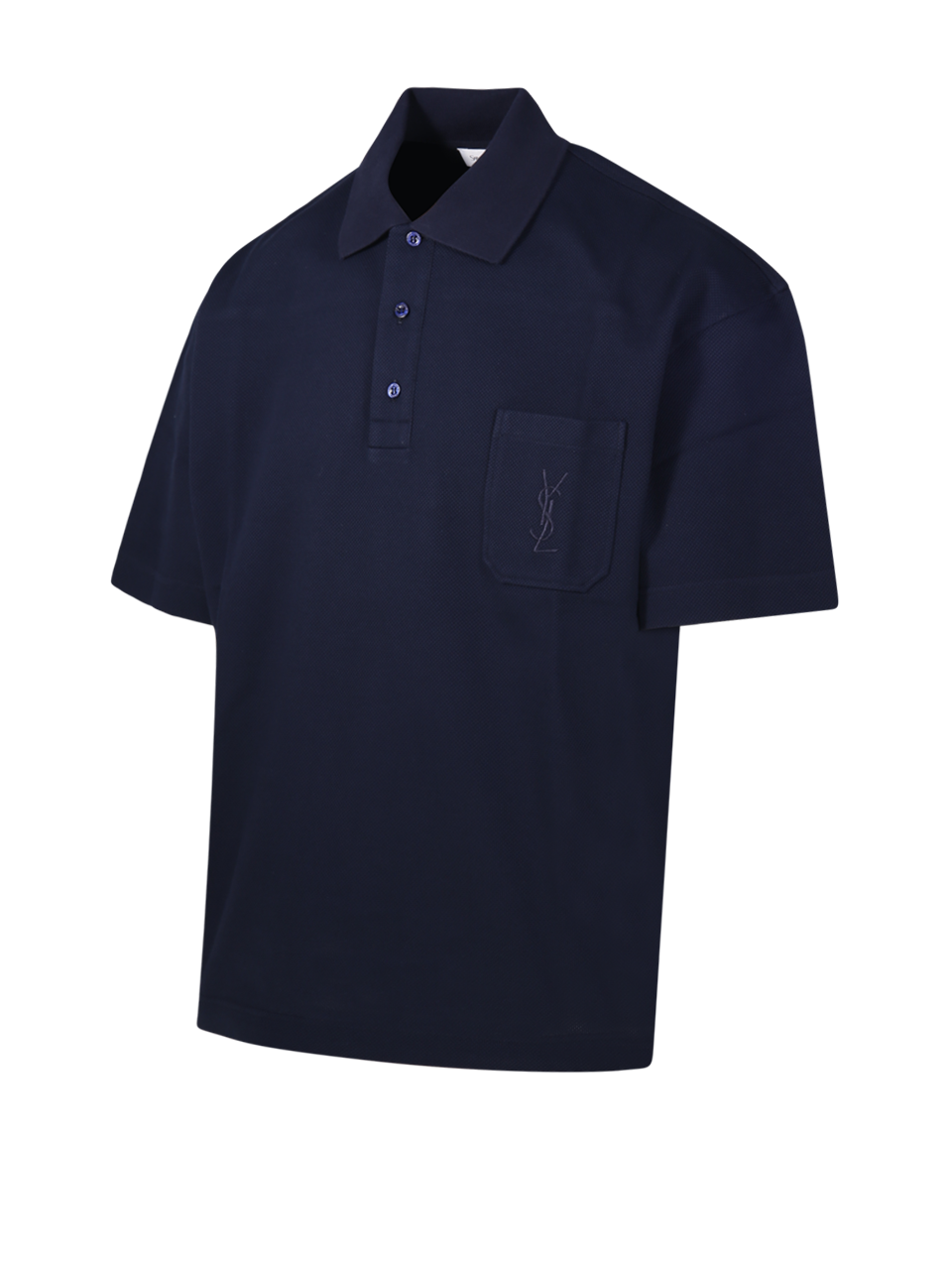 MEN SAINT LAURENT BLUE COTTON POLO