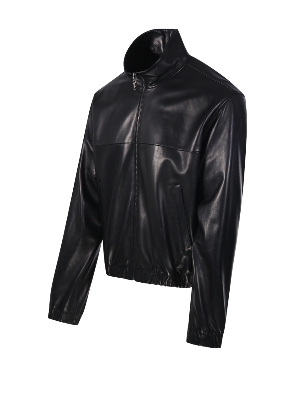 MEN SAINT LAURENT BLACK LEATHER BLOUSON BOMBER ZIPPE JACKET