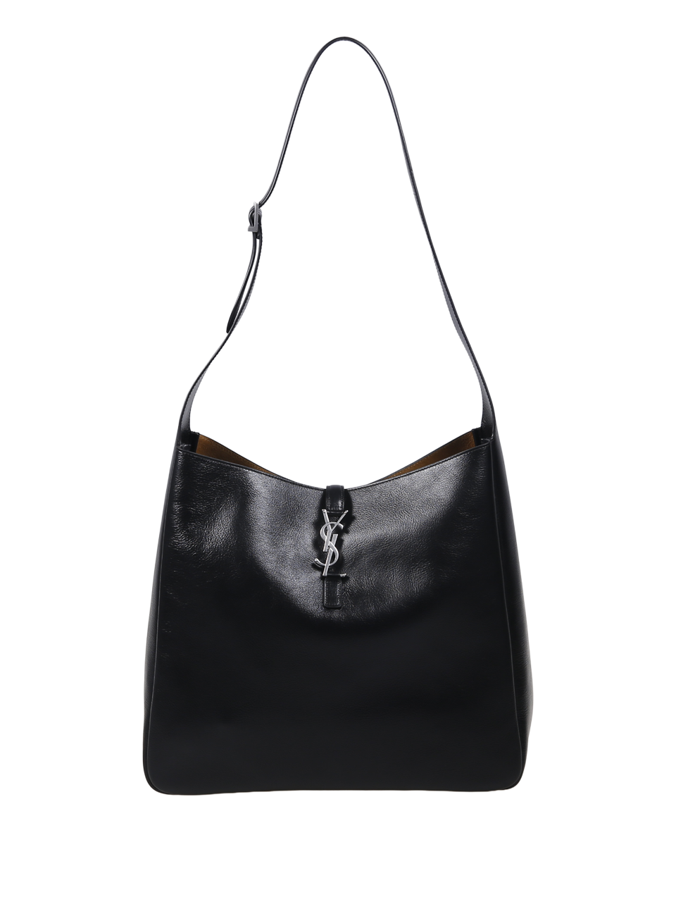 MEN SAINT LAURENT BLACK LEATHER HOBO MAXI BAG