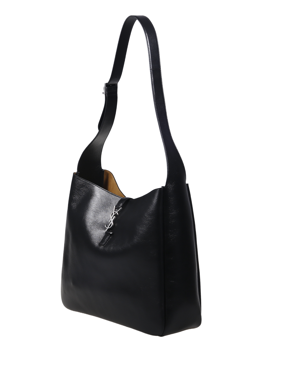 MEN SAINT LAURENT BLACK LEATHER HOBO MAXI BAG