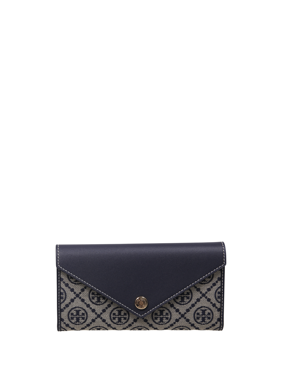 WOMAN TORY BURCH BLUE LEATHER T MONOGRAM ENVELOPE LONG WALLET