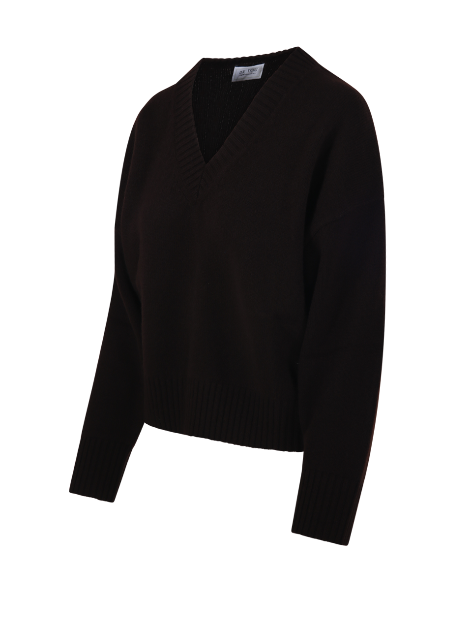 WOMAN BE YOU BROWN CASHMERE V-NECK SWEATER