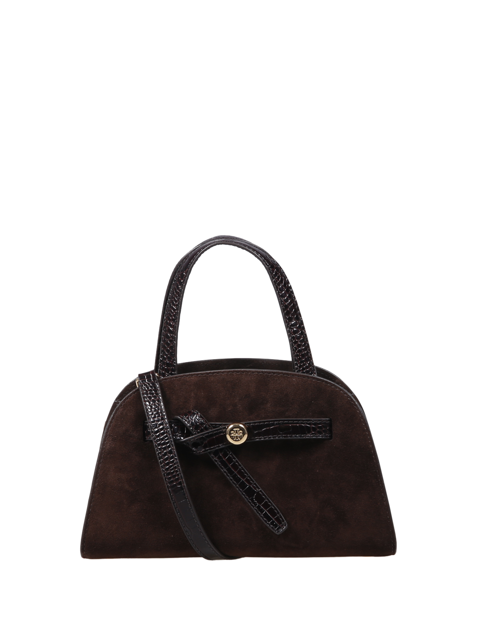 WOMAN TORY BURCH BROWN LEATHER ROMY SMALL BAULETTO BAG
