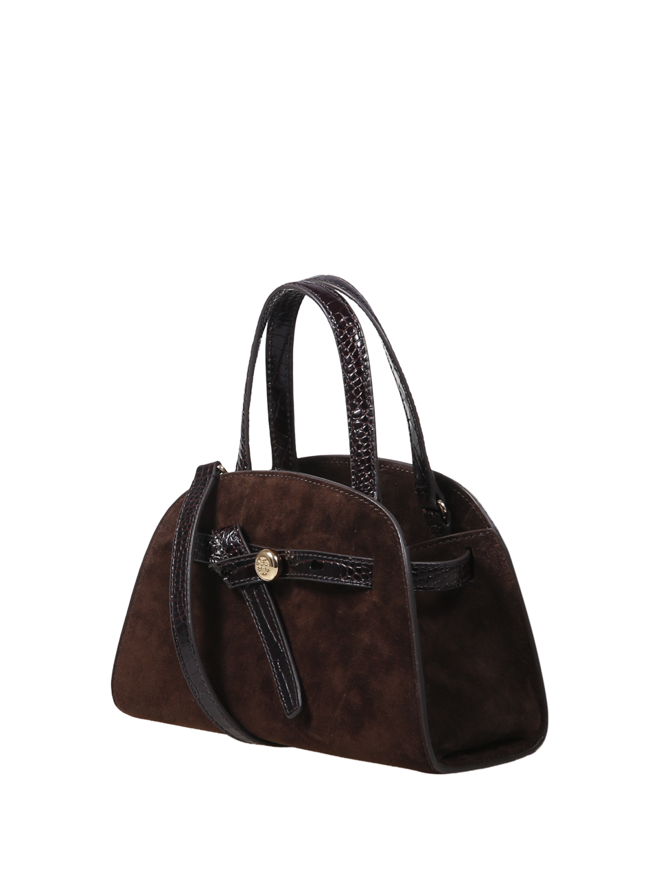 WOMAN TORY BURCH BROWN LEATHER ROMY SMALL BAULETTO BAG