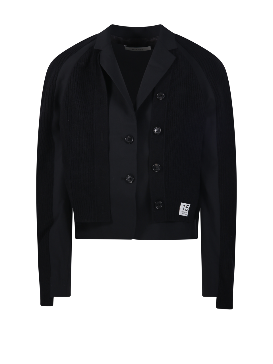 WOMAN RE CODE BLACK WOOL KNIT LAYERED JACKET