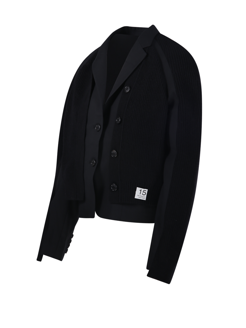 WOMAN RE CODE BLACK WOOL KNIT LAYERED JACKET