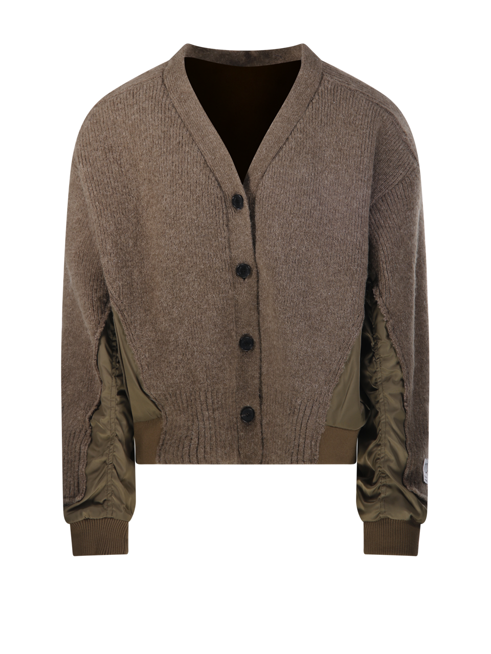 WOMAN RE CODE BEIGE WOOL HYBRID KNIT BOMBER CARDIGAN