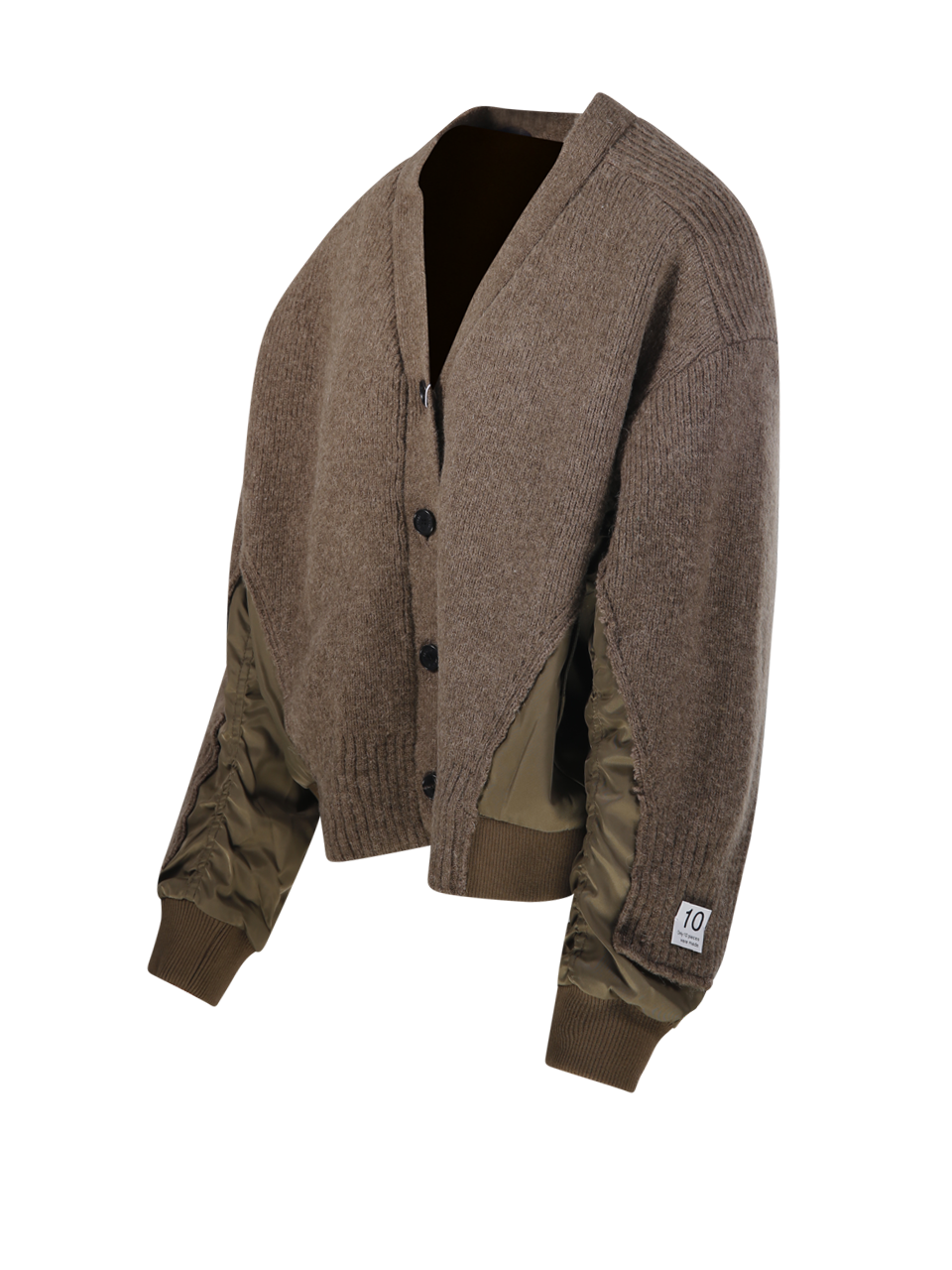 WOMAN RE CODE BEIGE WOOL HYBRID KNIT BOMBER CARDIGAN