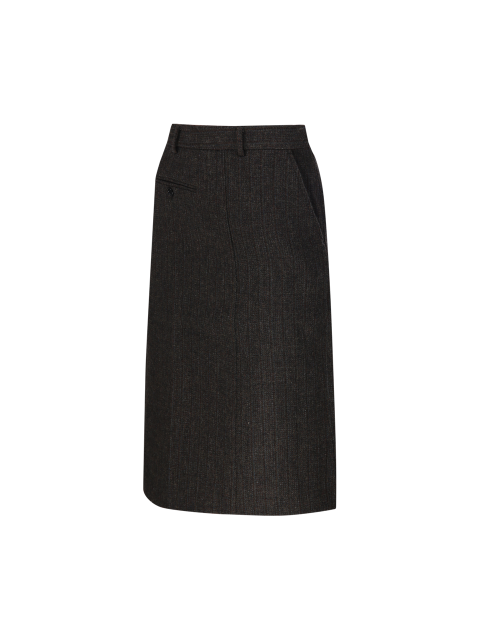 WOMAN RE CODE BROWN WOOL CHECK SIDE DRAPE STRUCTURED SKIRT