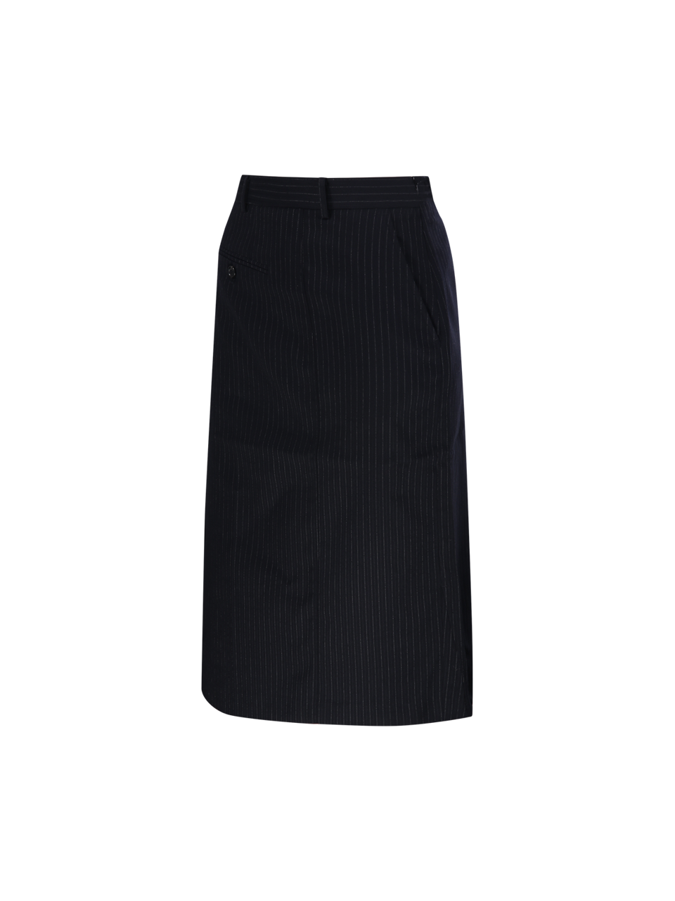 WOMAN RE CODE BLACK WOOL CHECK SIDE DRAPE STRUCTURED SKIRT