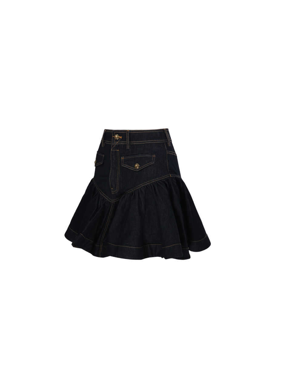 WOMAN ZIMMERMANN BLUE COTTON DENIM FRILL MINI SKIRT