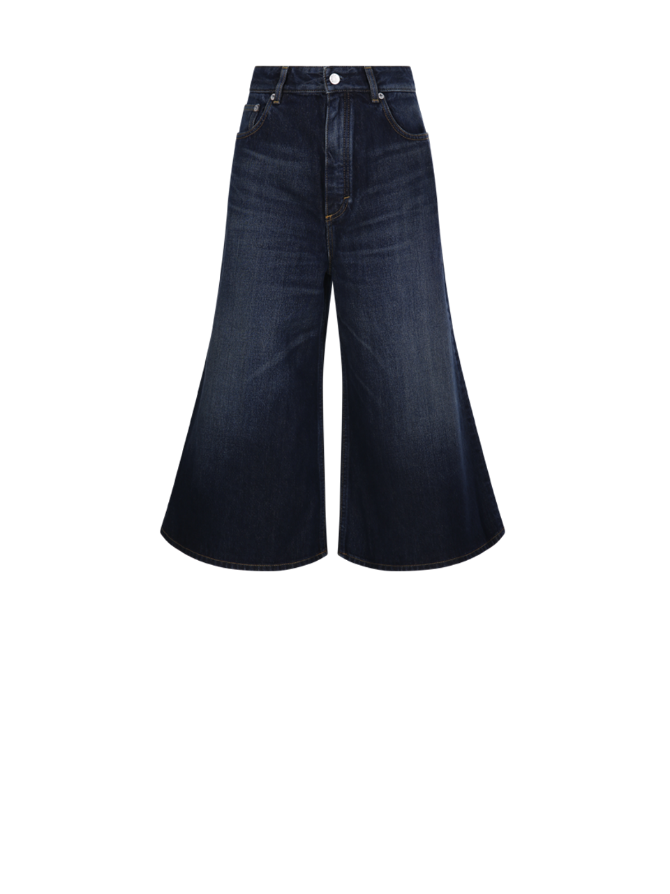 WOMAN ALAIA BLUE COTTON PALAZZO SHORTS DENIM
