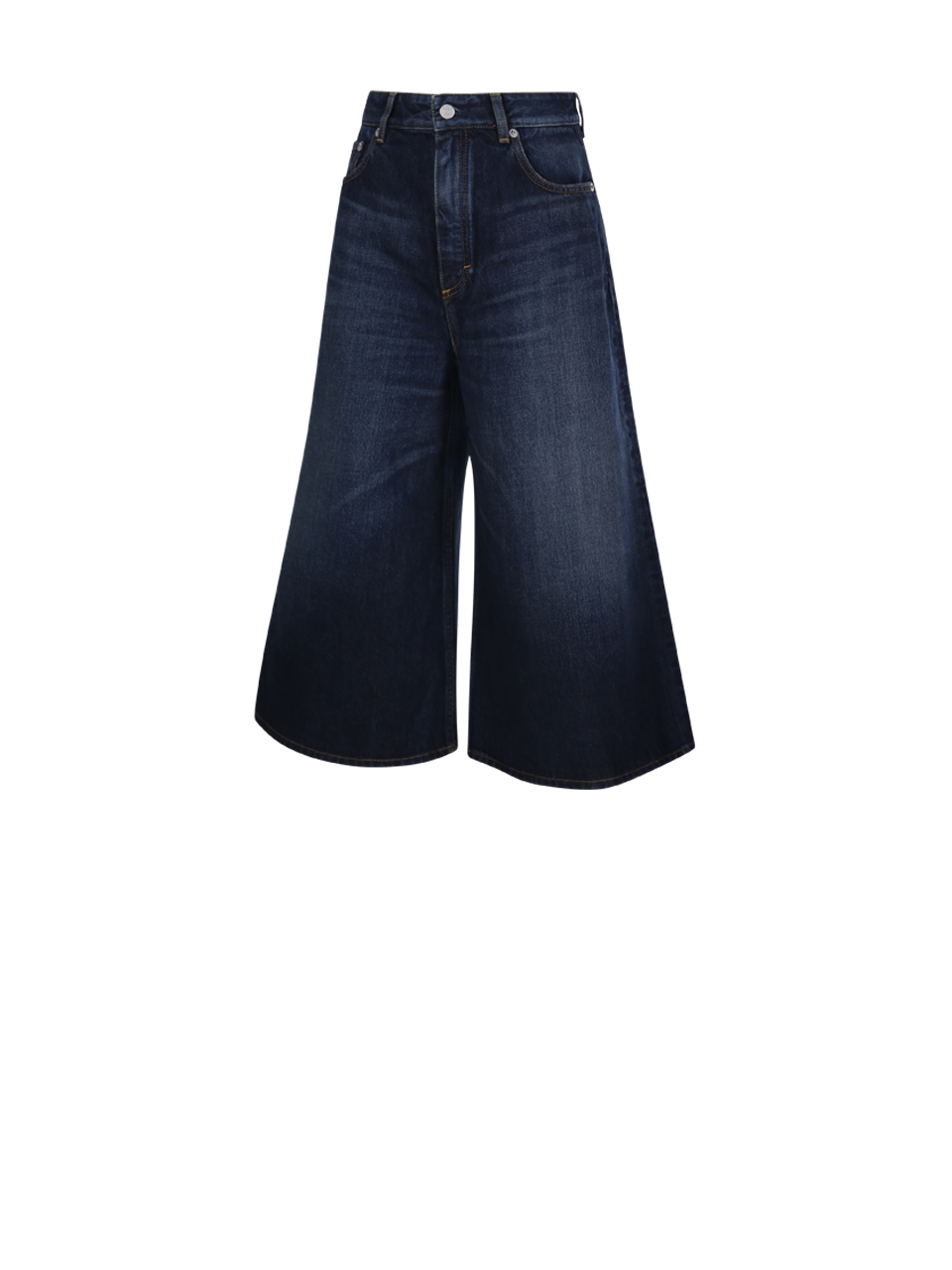 WOMAN ALAIA BLUE COTTON PALAZZO SHORTS DENIM