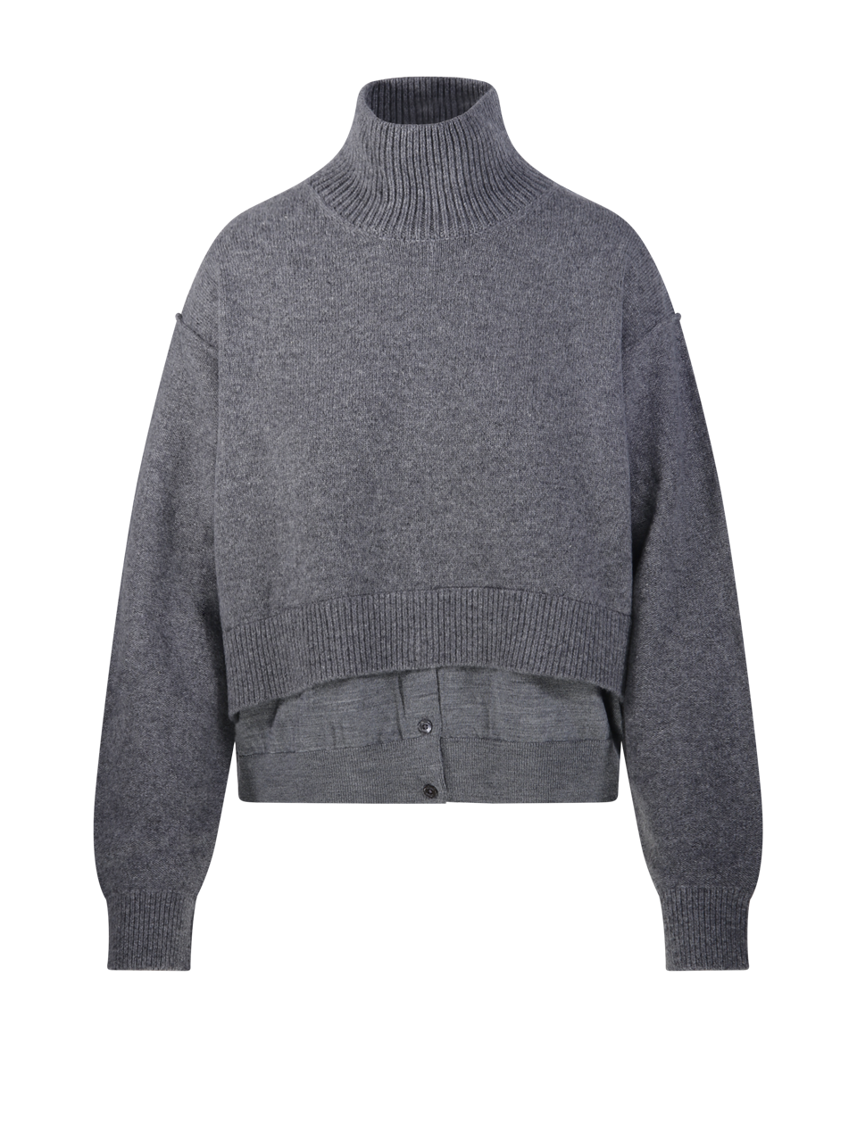 WOMAN RE CODE GREY WOOL LAYERED BOTTOM HIGH NECK SWEATER