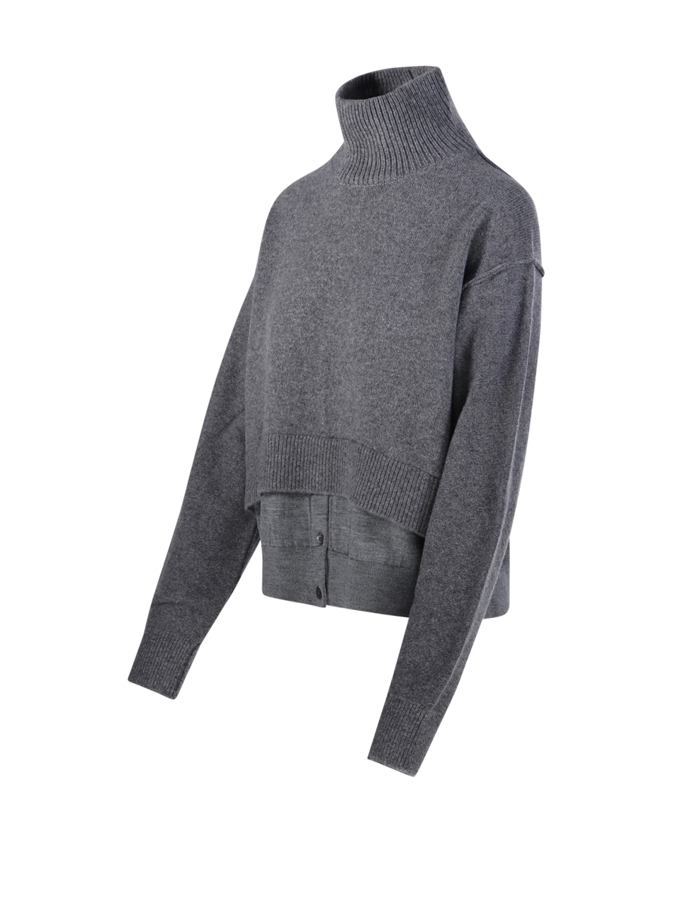 WOMAN RE CODE GREY WOOL LAYERED BOTTOM HIGH NECK SWEATER