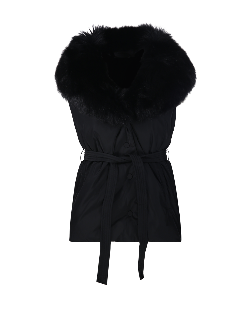 WOMAN YVES SALOMON BALCK POLYESTER GILET 75CM
