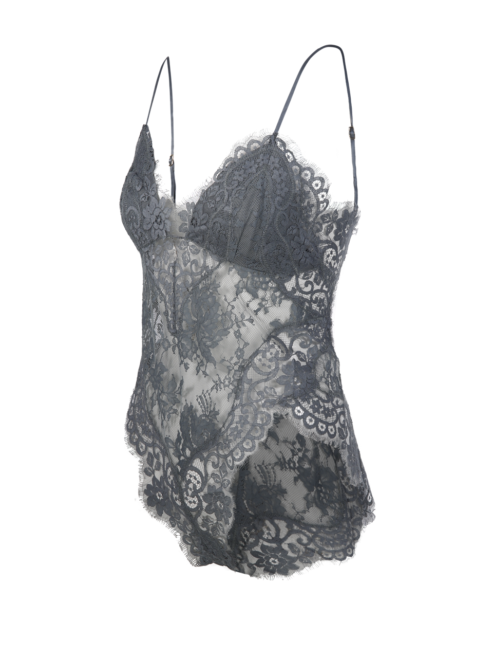 WOMAN ZIMMERMANN GREY POLYAMIDE LACE TEDDY TOP